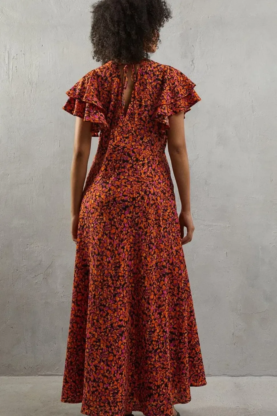 Printed Detail Midi Tea Dress