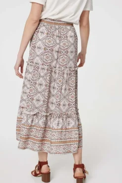 Printed Drawstring Waist Maxi Skirt