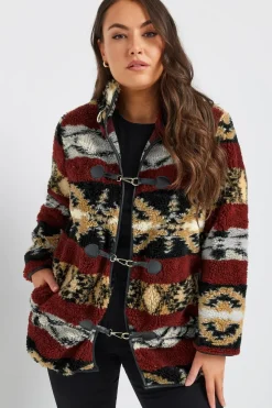 Printed Faux Fur Toggle Jacket