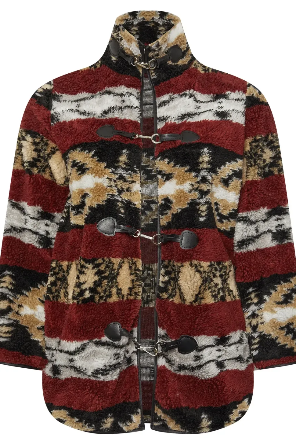 Printed Faux Fur Toggle Jacket