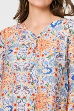 Printed 3/4 Flute Sleeve Blouse