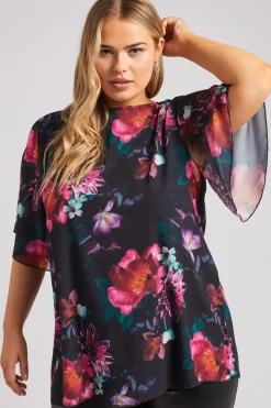 Printed Flutter Sleeve Blouse