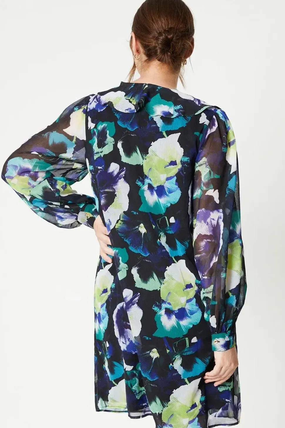 Printed Frill Shift Dress