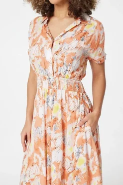 Printed Front Pocket Shirt Dress