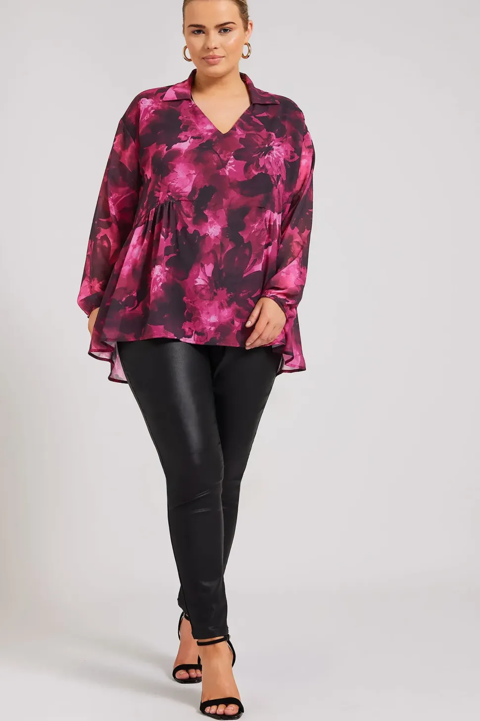 Printed Gathered Side Shirt