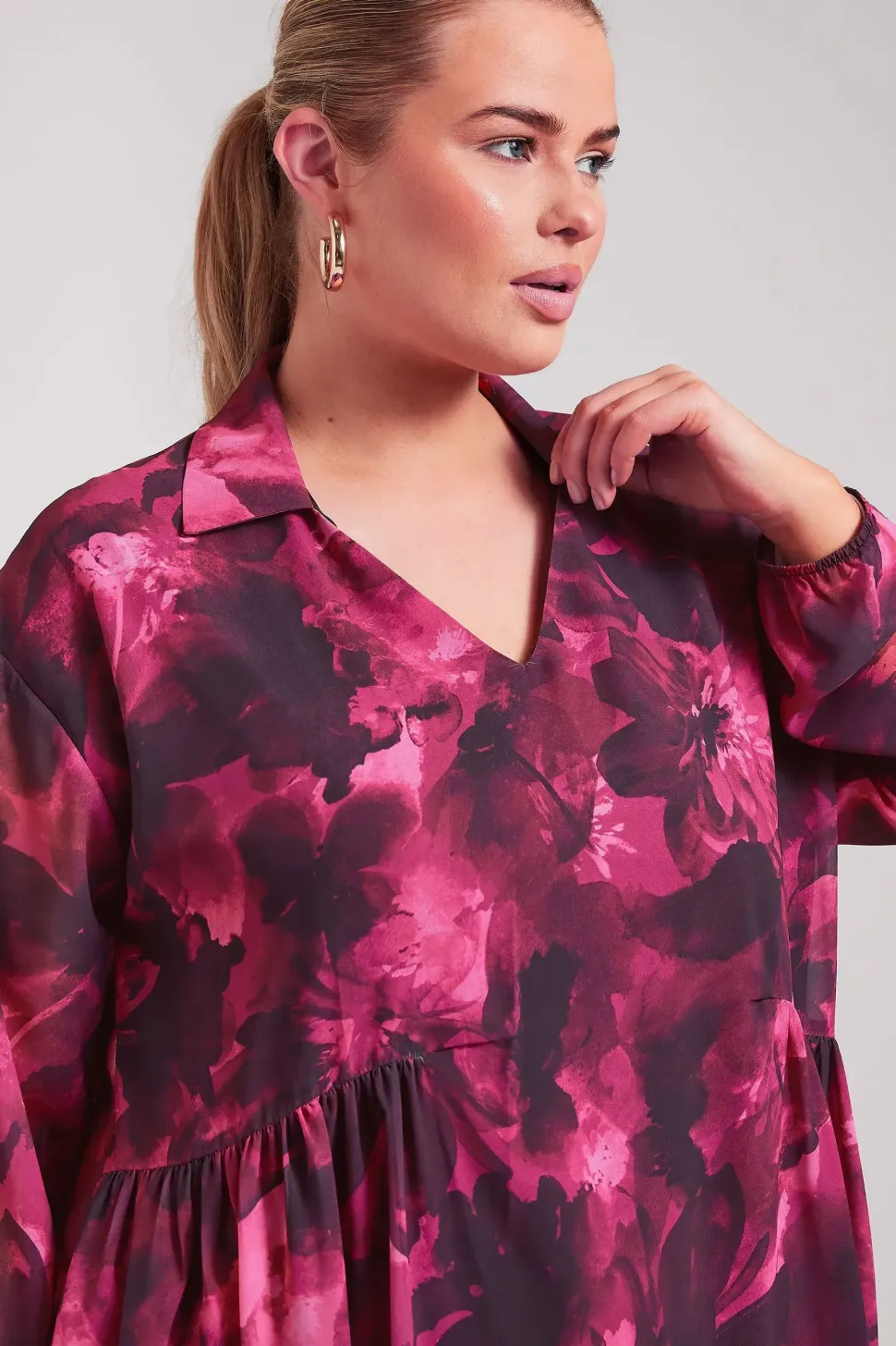 Printed Gathered Side Shirt