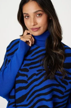 Printed High Neck Relaxed Knit Top