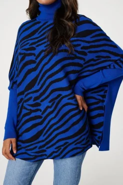 Printed High Neck Relaxed Knit Top