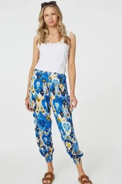 Printed High Waist Tapered Harem Pants