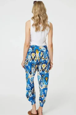 Printed High Waist Tapered Harem Pants