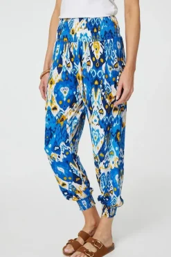 Printed High Waist Tapered Harem Pants