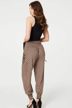 Printed High Waist Tassel Harem Pants