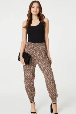 Printed High Waist Tassel Harem Pants