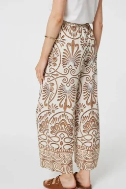 Printed High Waist Wide Leg Trousers