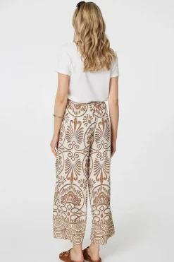 Printed High Waist Wide Leg Trousers