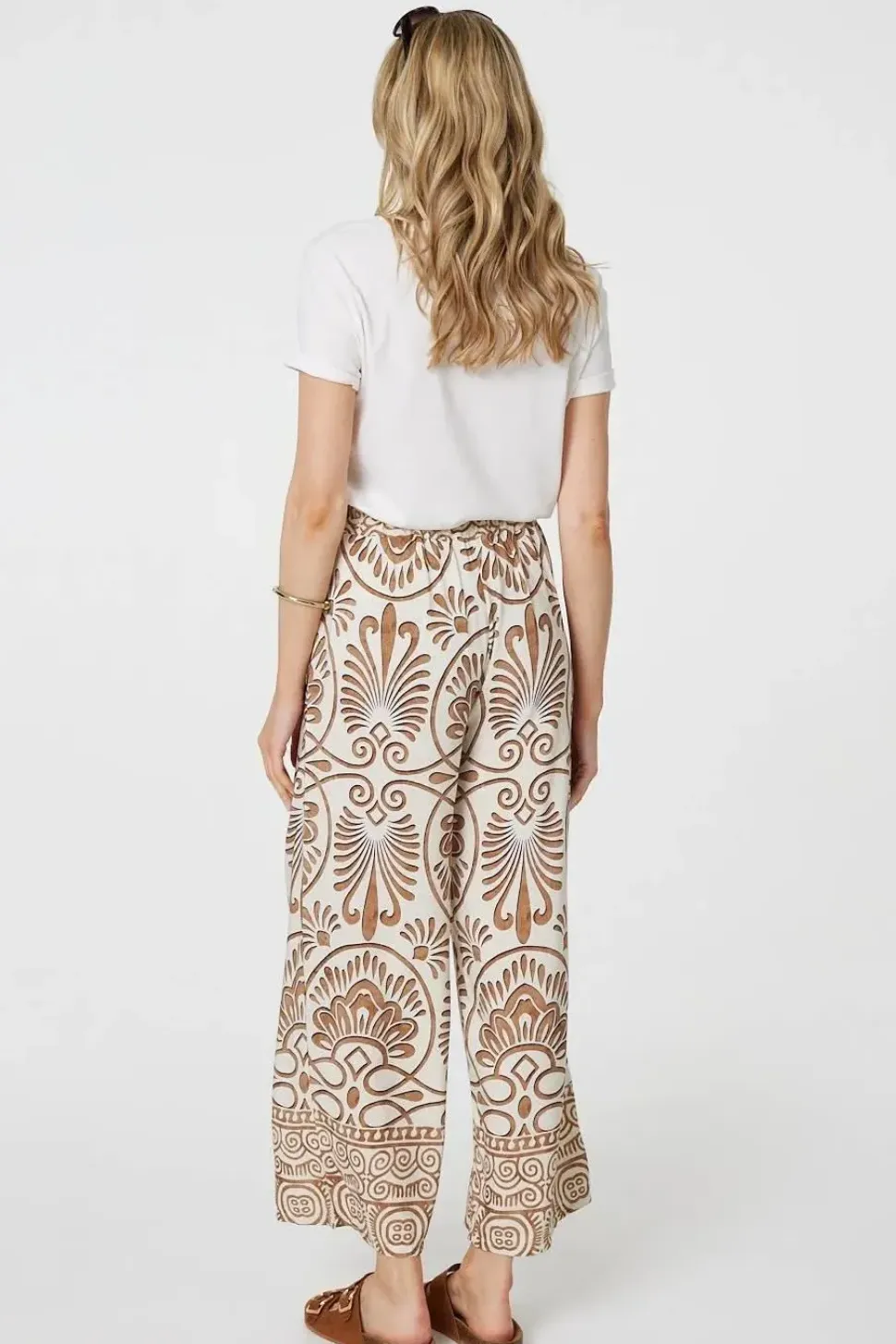 Printed High Waist Wide Leg Trousers