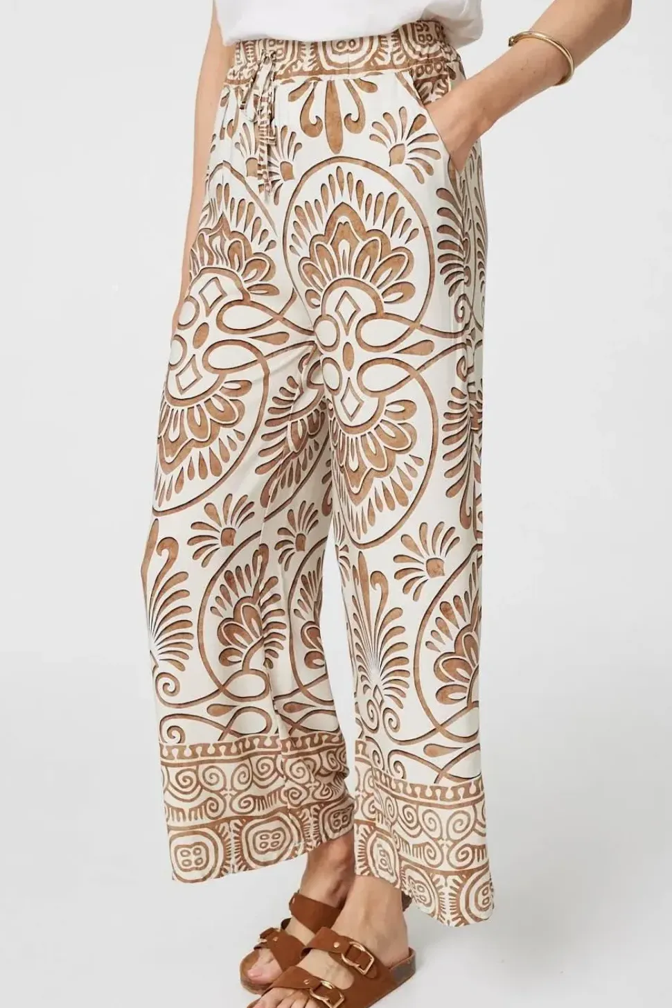 Printed High Waist Wide Leg Trousers