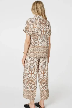 Printed High Waist Wide Leg Trousers