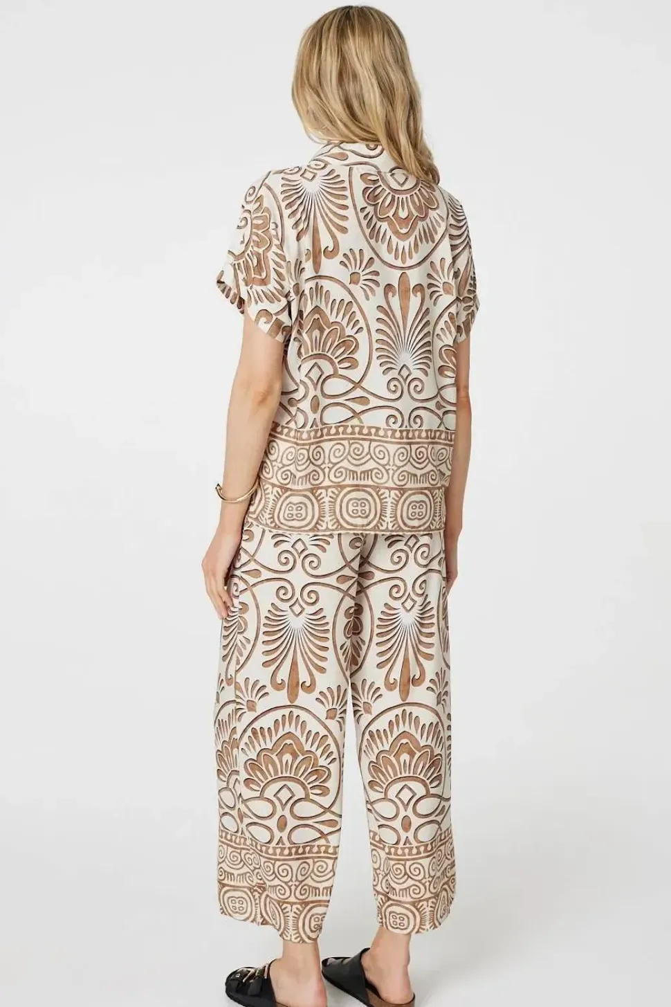 Printed High Waist Wide Leg Trousers