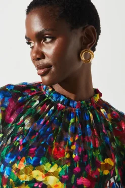 Printed Jacquard Mesh Dress