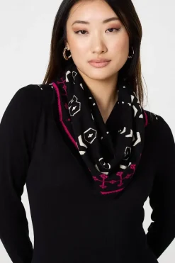 Printed Knit Dress With Removable Scarf