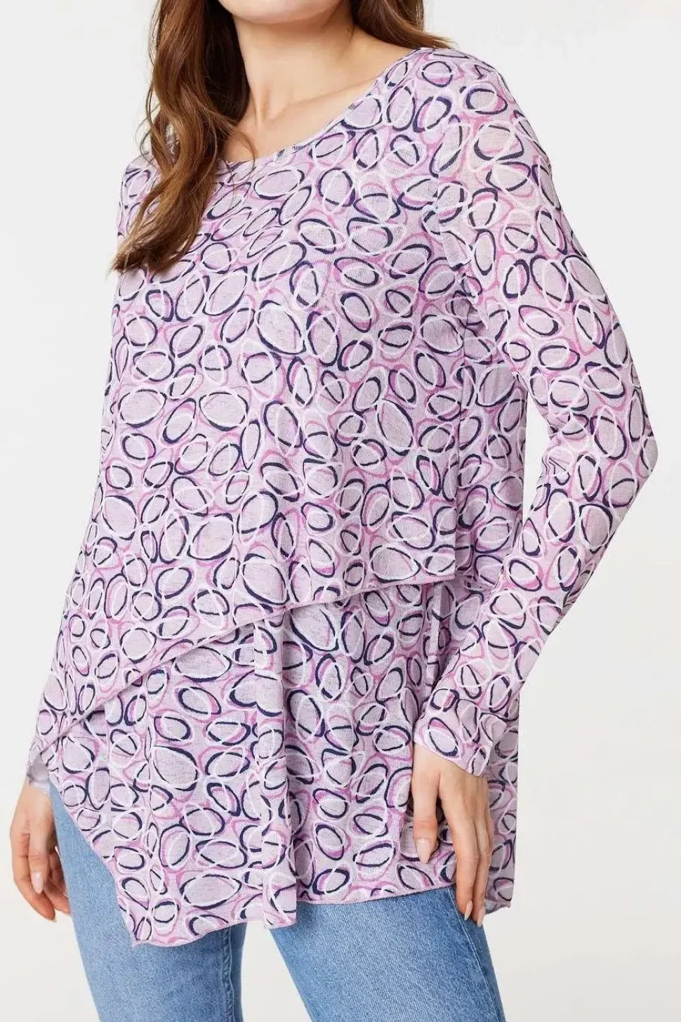 Printed Layered Hem Blouse