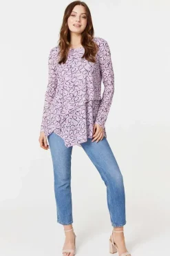 Printed Layered Hem Blouse