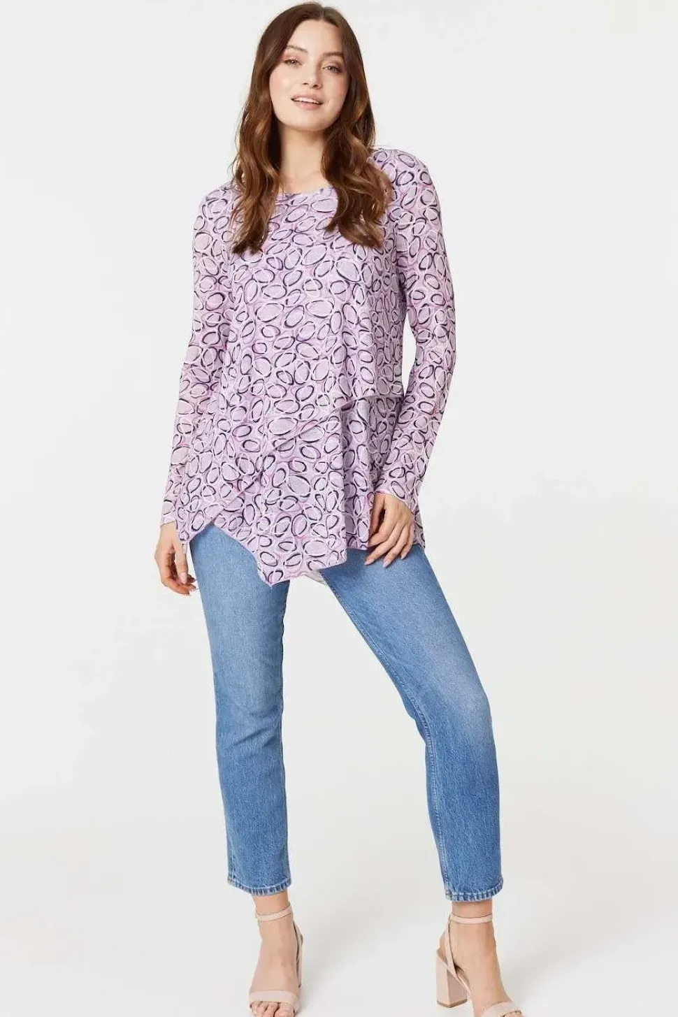 Printed Layered Hem Blouse