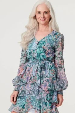 Printed Layered Hem Short Dress