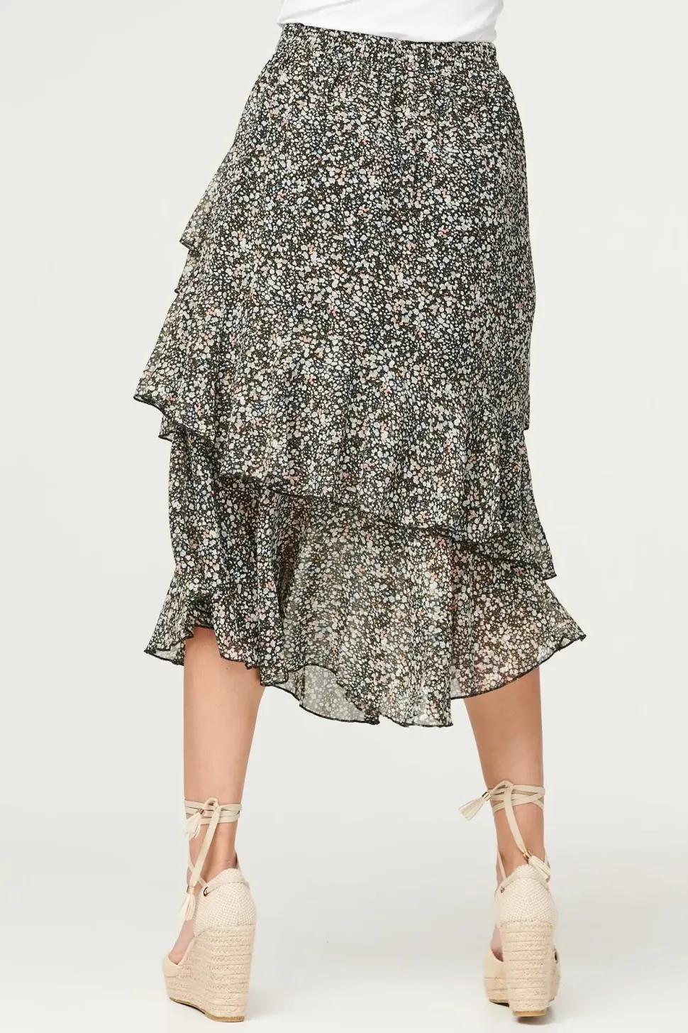 Printed Layered Midi Skirt