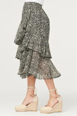 Printed Layered Midi Skirt