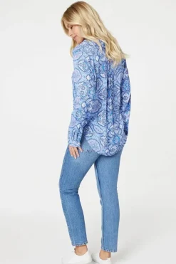 Printed Long Sleeve Blouse Top