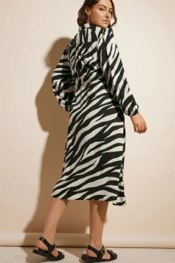 Printed Long Sleeve Shirt Dress