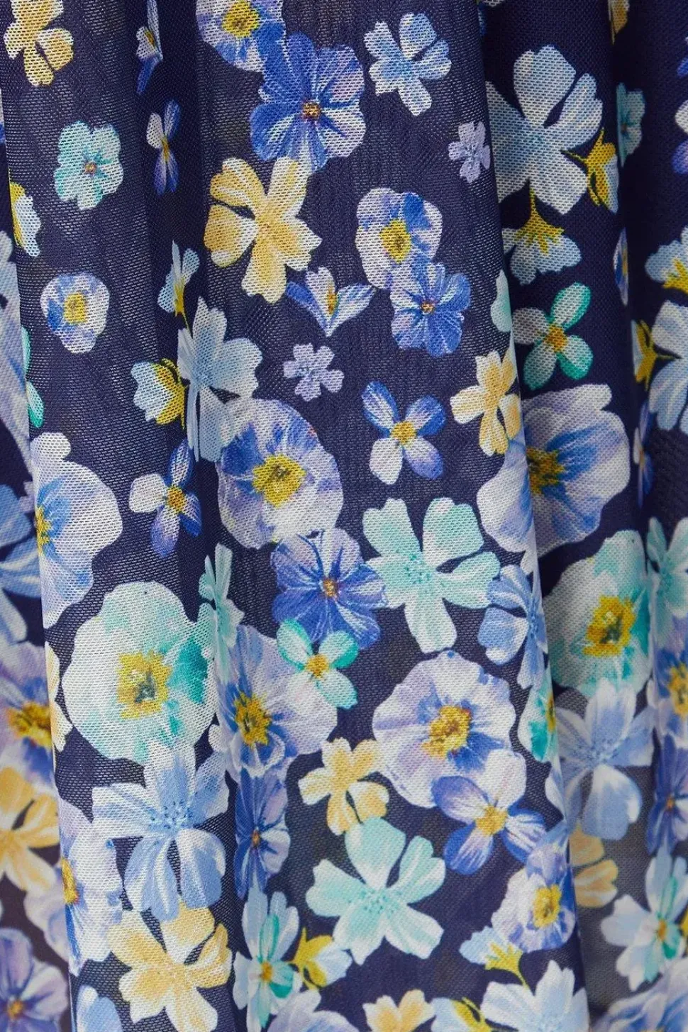 Printed Mesh High Low Midaxi Dress