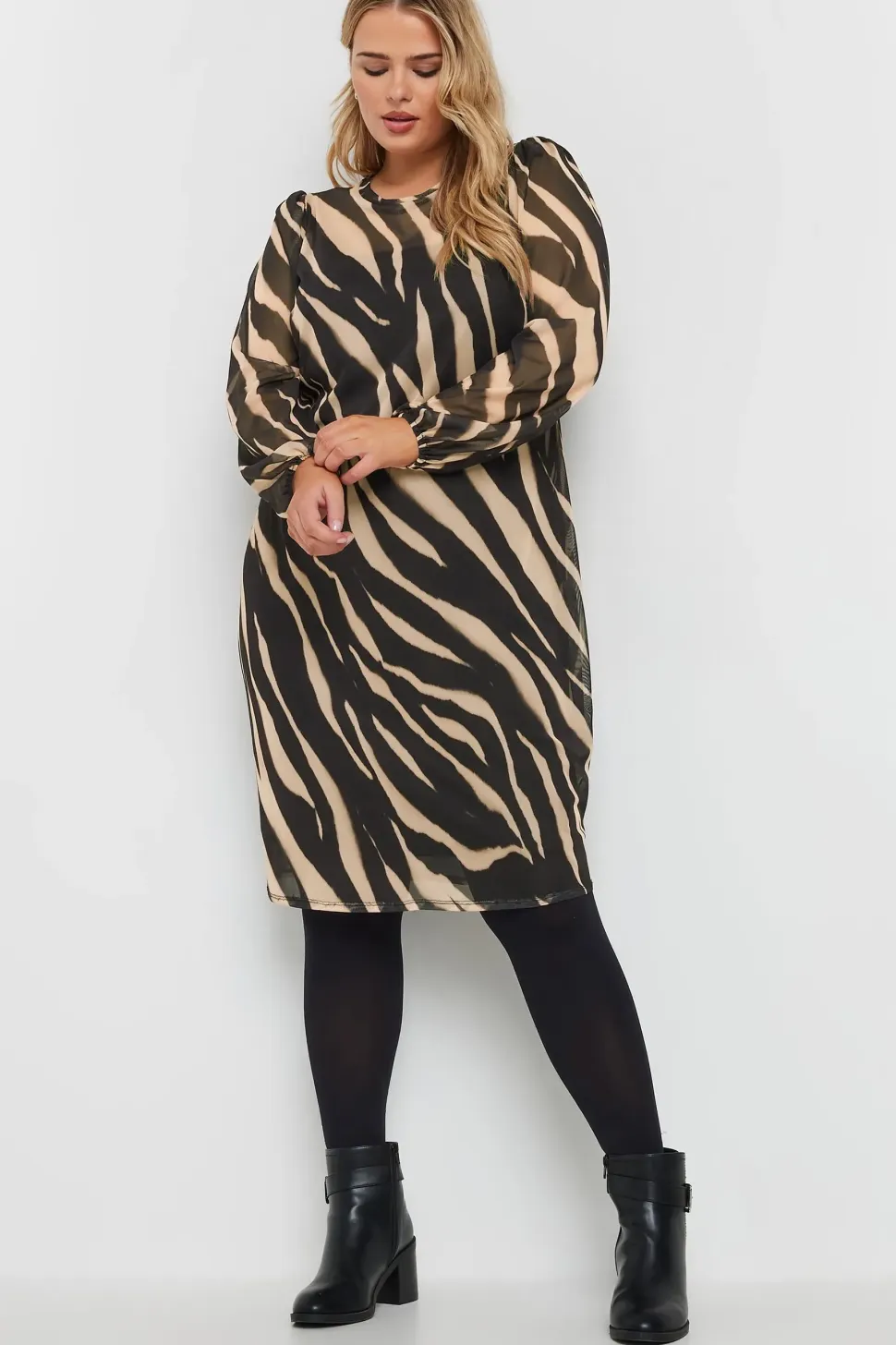 Printed Mesh Mini Dress