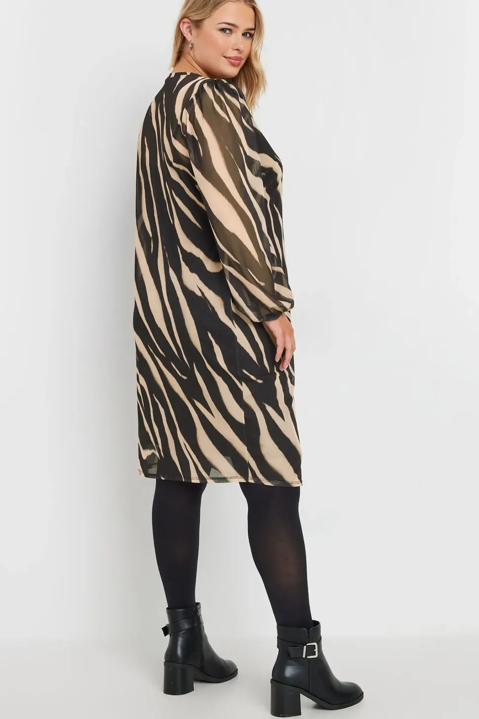 Printed Mesh Mini Dress