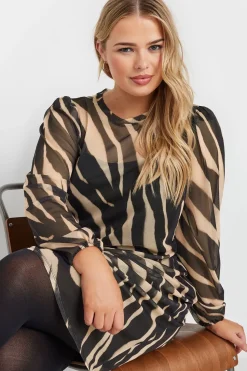 Printed Mesh Mini Dress