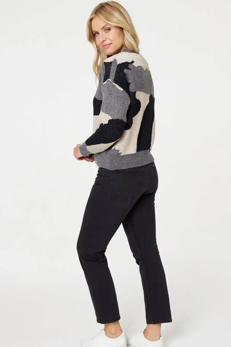 Printed Metallic Knit Jumper