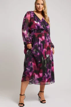 Printed Midi Wrap Dress