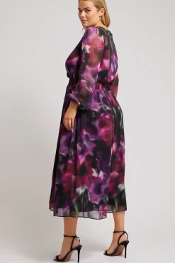 Printed Midi Wrap Dress