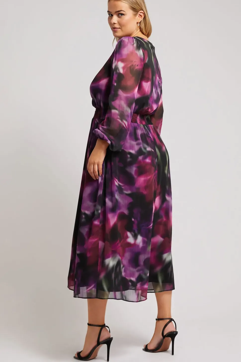 Printed Midi Wrap Dress