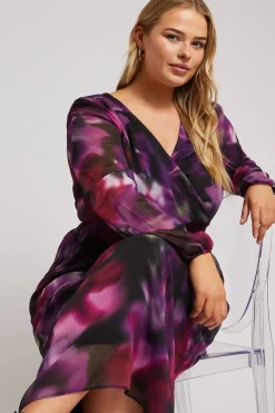 Printed Midi Wrap Dress