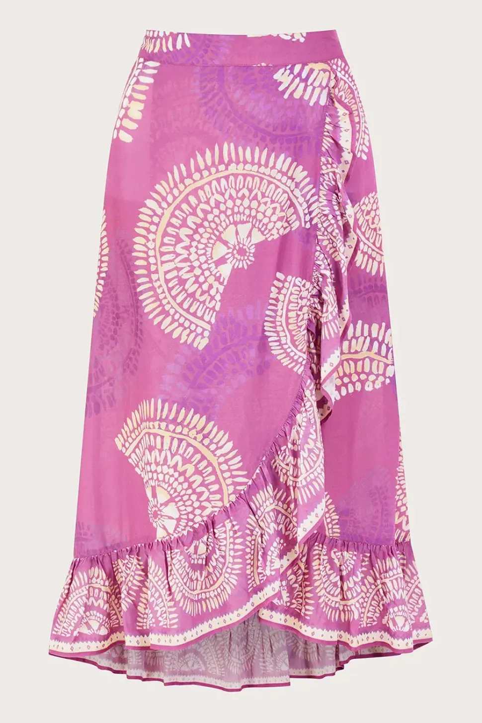 Printed Mock Wrap Skirt