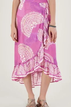 Printed Mock Wrap Skirt