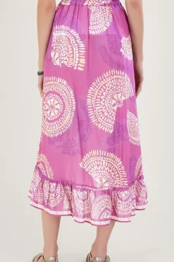 Printed Mock Wrap Skirt