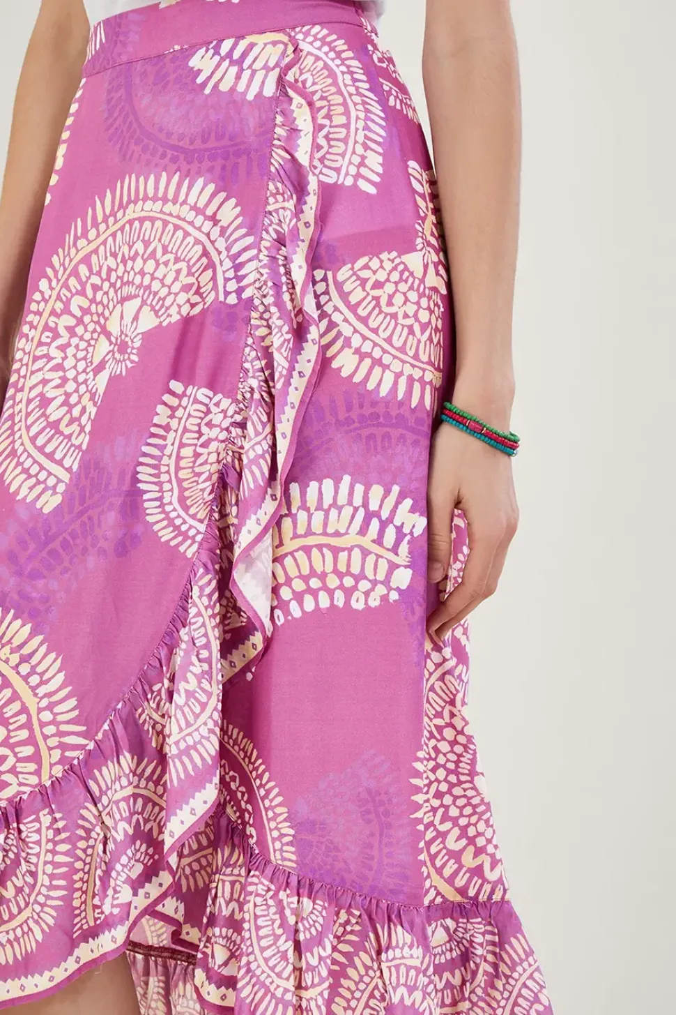 Printed Mock Wrap Skirt