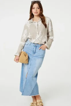 Printed Oversized Button Down Shirt