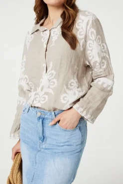 Printed Oversized Button Down Shirt