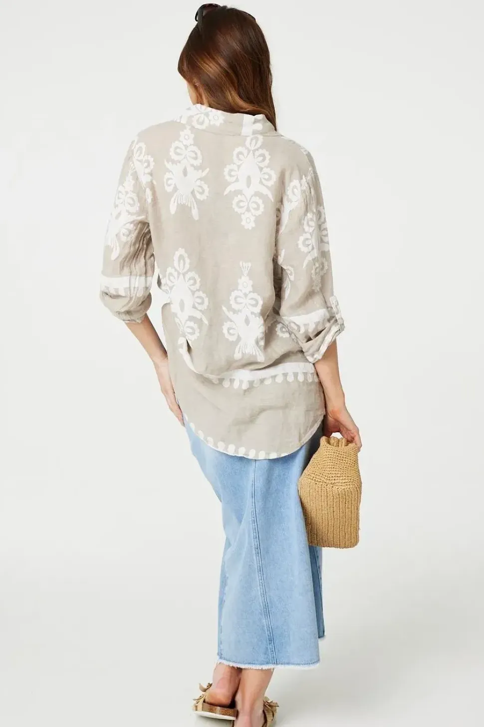 Printed Oversized Button Down Shirt