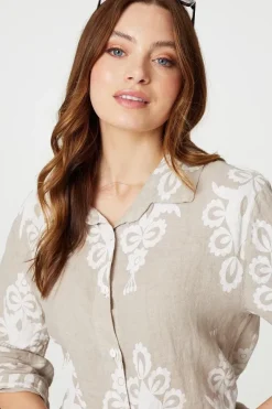 Printed Oversized Button Down Shirt